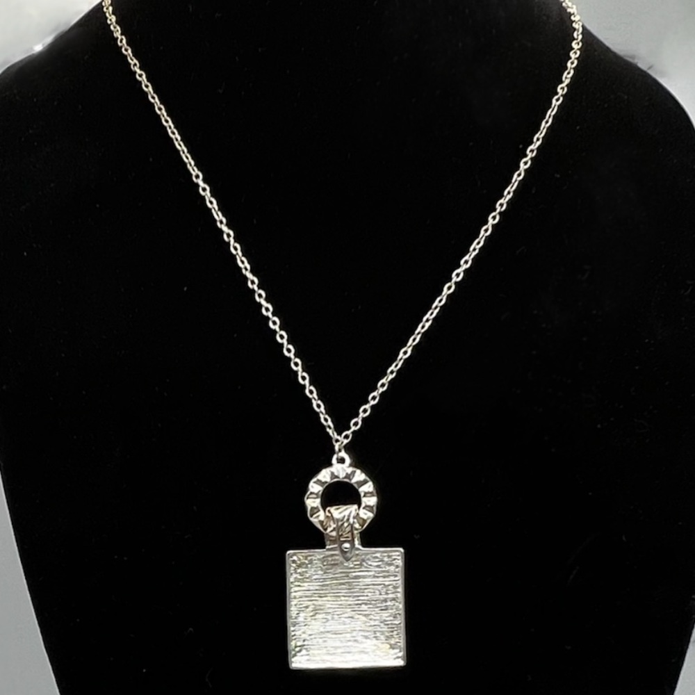 Vintage David Sigal 925 Sterling Black Enameled Channel Set Crystals Pendant - Picture 3 of 11